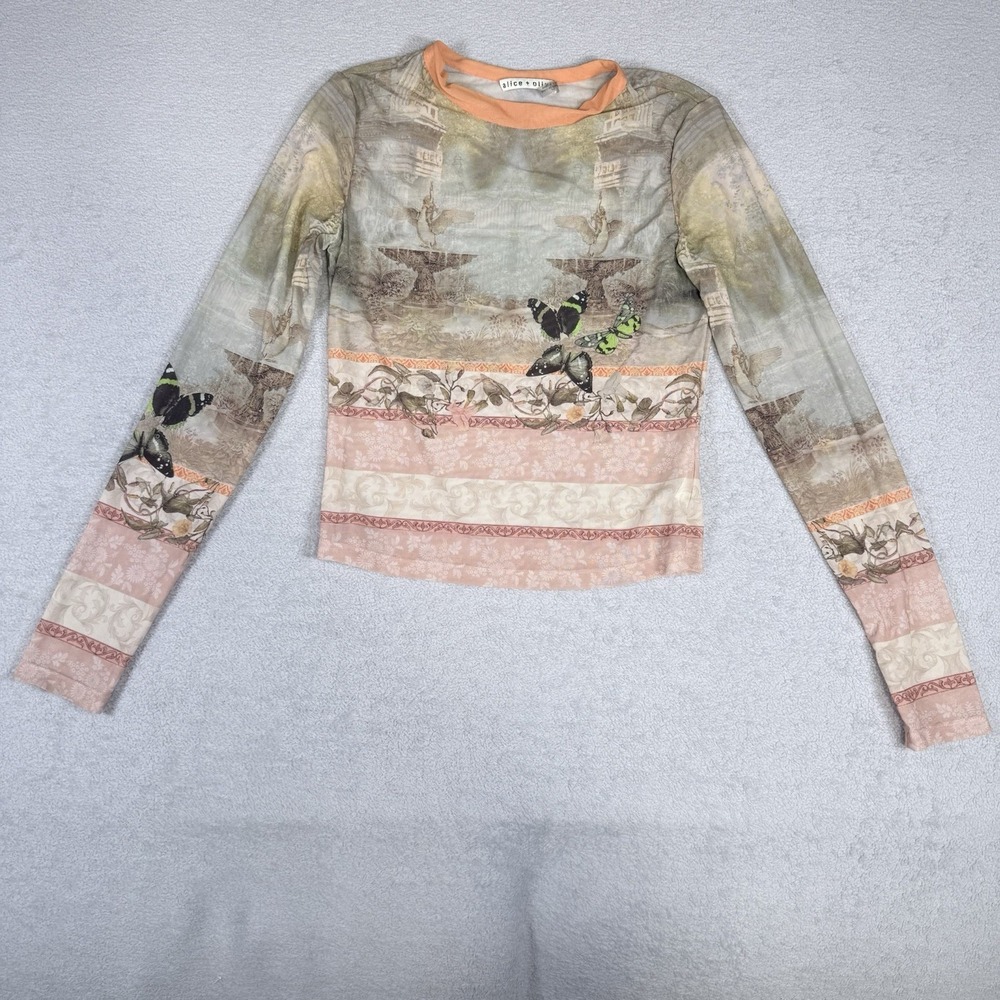Alice + Olivia Long Sleeve Top Delaina Versailles Size Small